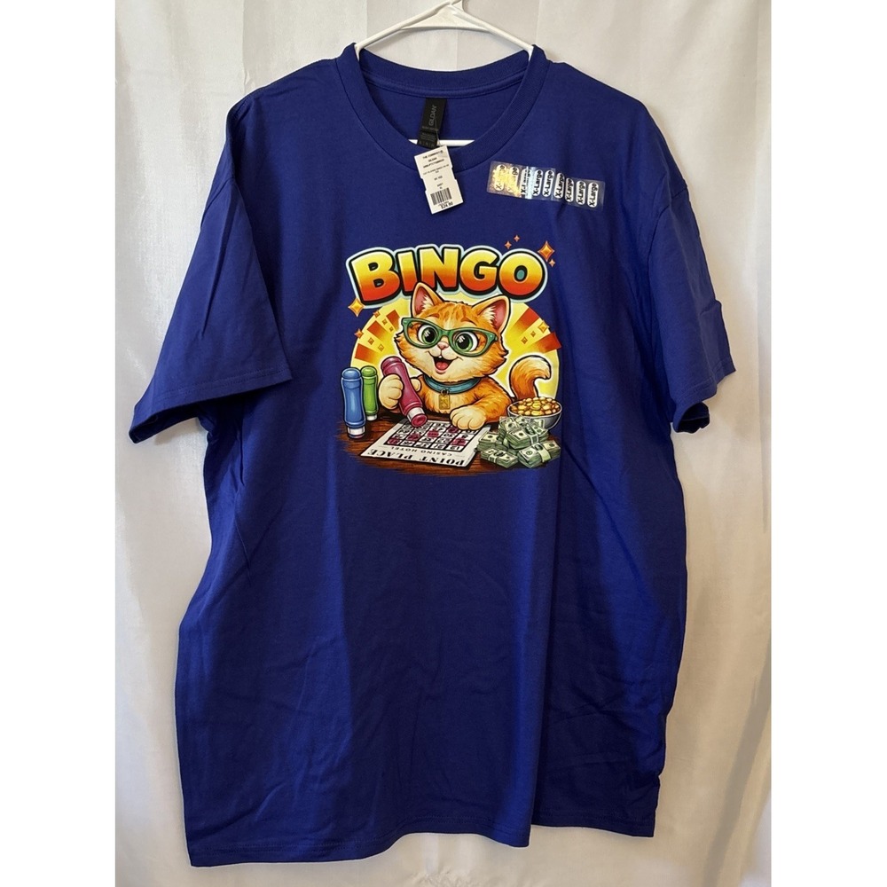 Purple My Lucky Bingo T-Shirt Funny Bingo Cat Player For Men Women, Size L